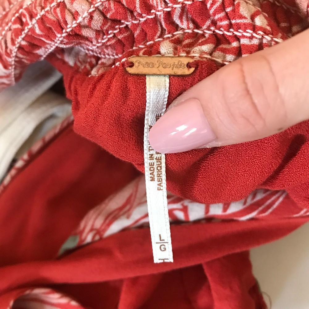 Free People Libby Convertible Red Floral Halter Dress Large - Picture 9 of 9